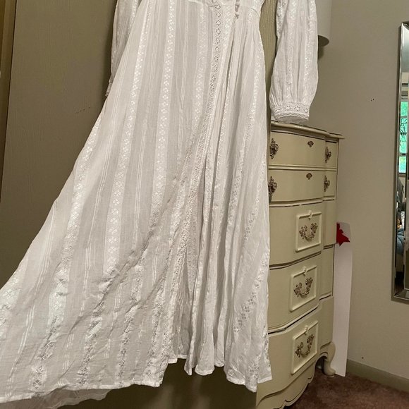 New 6 S ASOS DESIGN Lace Insert Wrap Maxi Dress 100% Cotton White Maxi Romantic - Picture 5 of 16